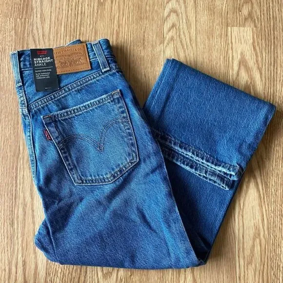 Levi's Ribcage Straight Ankle Jeans Blue 25x27 - Picture 12 of 12